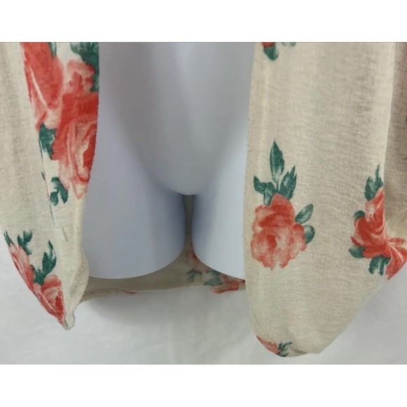 Painted Threads Medium Floral Green Orange Knit Open Cardigan Preppy Cottage - Picture 3 of 10